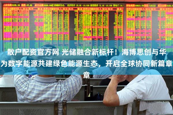散户配资官方网 光储融合新标杆！海博思创与华为数字能源共建绿色能源生态，开启全球协同新篇章
